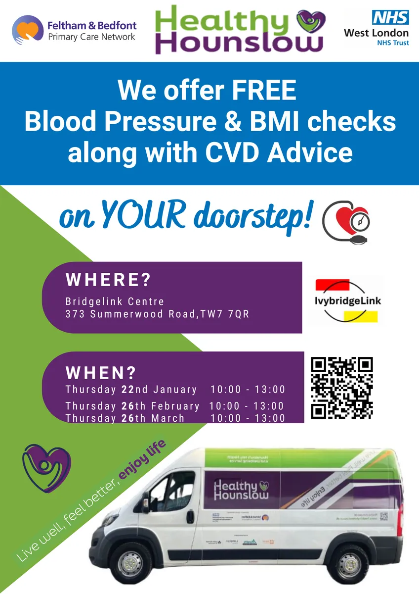 A flyer for Healthy Hounslow free health checks
